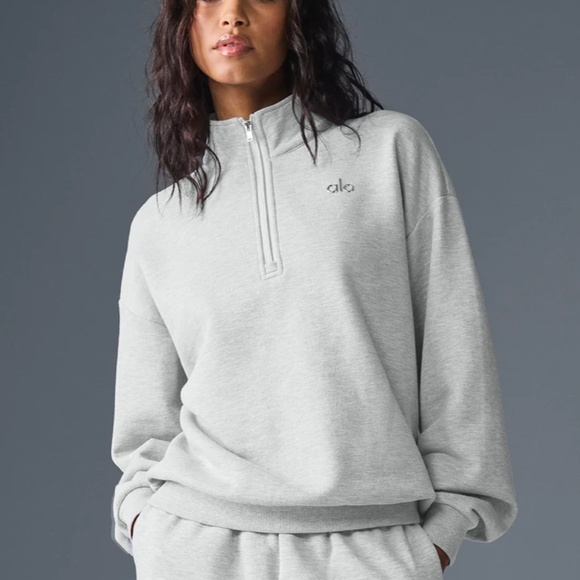 ALO accloade 1/4 zip pullover - heather gray NWT sz M - Picture 4 of 10